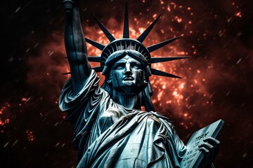 Obraz premium American independence day celebration with fireworks display in the united states of america