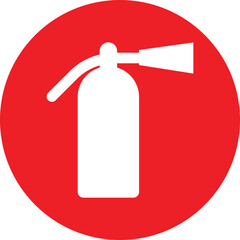 Fire extinguisher sign in red circle isolated on white background . Red fire extinguisher label .Vector illustration 