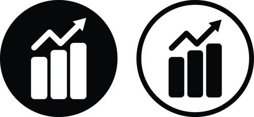 Growth bar icon set in two styles isolated on white background . Vector illustration