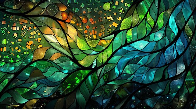 A dynamic abstract background of green digital waves interspersed with glowing particles, conveying energy and movement.