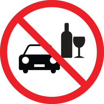No alcohol and drive sign . Don't drink and drive sign . Vector illustration