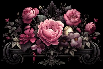 Beautiful flower patterns with space for text, ideal for design projects and marketing materials