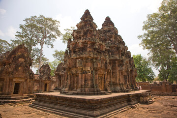 Angkor Wat temple Banteay Srei Cambodia view on a sunny autumn day
