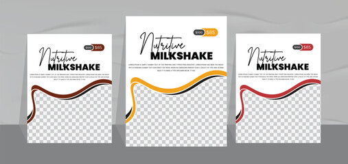 Chocolate milkshake flyer design template and fast food restaurant menu