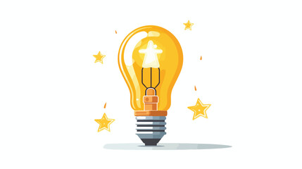 Flat icon A lightbulb with a rocket launching from