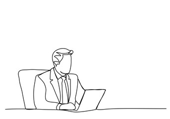 Man in business suit. One line drawing animation with alpha channel.