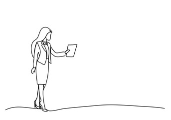 Woman in business suit. One line drawing animation with alpha channel.