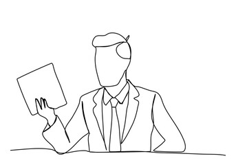 Man in business suit. One line drawing animation with alpha channel.
