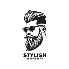 Black and white barber shop hair salon logo design for hairstylist.