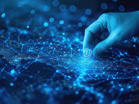 Future map, digital hands holding map location pin. Innovations in research on delivery, logistics and office expansion, technology of the future. AI