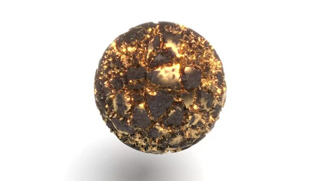 Gold black sphere rotate on white able to loop end