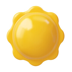 Yellow render sun icon isolated on transparent background