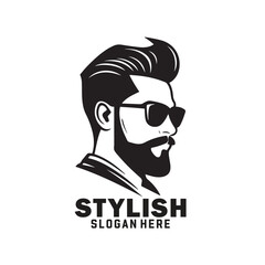 Black and white barber shop hair salon logo design for hairstylist.