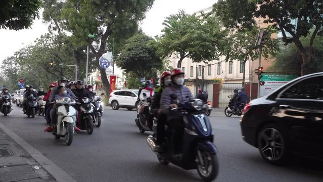the traffic in Hanoi, Vietnam