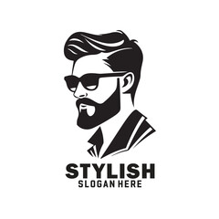 Black and white barber shop hair salon logo design for hairstylist.