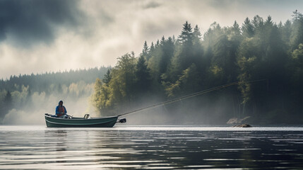 Fisherman boat on the lake