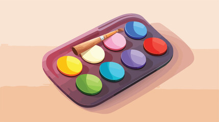 Flat icon A paint palette with a rainbow spectrum o