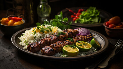 persian Chelo Kebab, Delicious and sumptuous сreated with Generative Ai