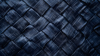 An intricate blue leather pattern with a weave texture, highlighting detailed craftsmanship and premium quality