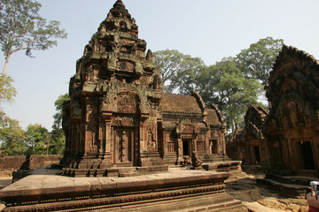Wat Banteay Srei Temple Angkor Cambodia sunny winter day