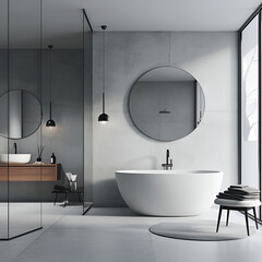 Interior design of modern Scandinavian style bathroom
