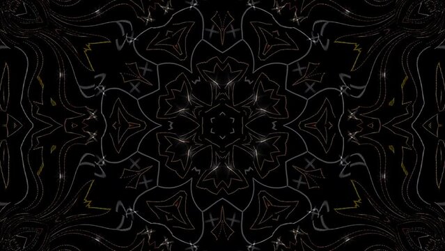 abstract lines colorful light shining round shape in center  Kaleidoscope pattern with full colors. Magic mandala. 4k	