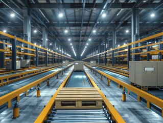 An automated logistics warehouse efficiently streamlines the distribution of essential goods. - obrazy, fototapety, plakaty