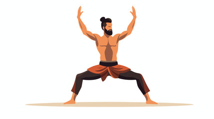 Flat icon A person doing yoga in a warrior pose rep