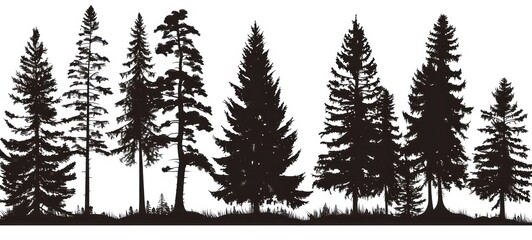 Forest trees silhouette. design template for logo, badges. Isolated white background.