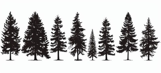Forest trees silhouette. design template for logo, badges. Isolated white background.