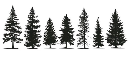 Fototapeta premium tree silhouettes on white background. illustration.