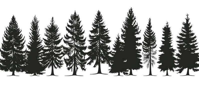 Forest trees silhouette. design template for logo, badges. Isolated white background.