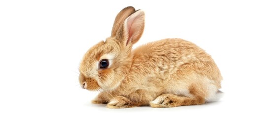 Bunny rabbit sitting in front of white background