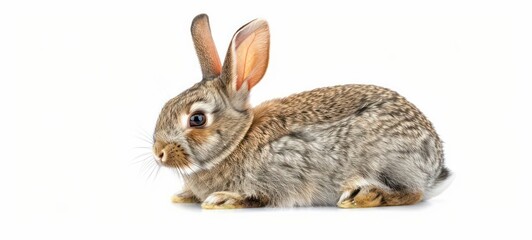 Obraz premium Bunny rabbit sitting in front of white background