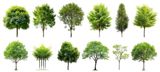 Collection of Isolated Trees on white background. Suitable for use in architectural design or Decoration work. Used with natural articles both on print and website. - obrazy, fototapety, plakaty