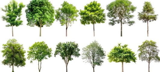 Collection of Isolated Trees on white background. Suitable for use in architectural design or Decoration work. Used with natural articles both on print and website.