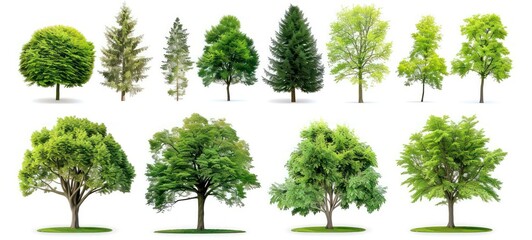Collection of Isolated Trees on white background. Suitable for use in architectural design or Decoration work. Used with natural articles both on print and website.
