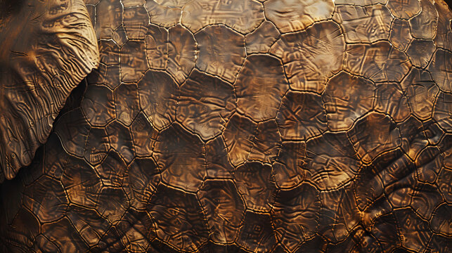 A detailed image showcasing the intricate pattern of reptile skin with a golden hue and deep textures