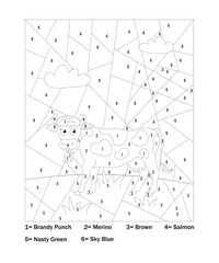 Animal Color by number page for kids