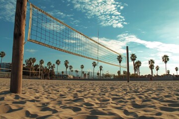 Beachside sand volleyball