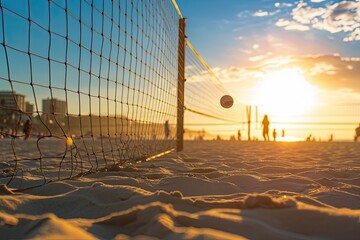 Beachside sand volleyball - obrazy, fototapety, plakaty
