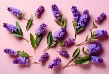 Fototapeten bouquet of violet lilac purple lavender flowers arranged on table background © Umer