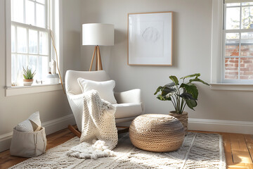 Modern Living Room With White Chair and Rug