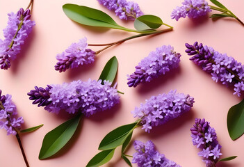 bouquet of violet lilac purple lavender flowers arranged on table background