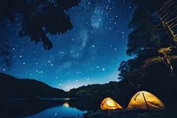 Camping under starlit skies photography