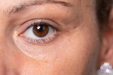 Detailed Human Eye Close-up with Natural Brown Iris