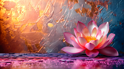  Lotus Flower For Vesak Day Buddhist Celebration Water Lily Abstract Copy Space - obrazy, fototapety, plakaty