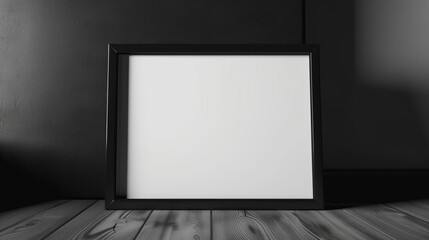 Empty frame with copy space on black wall