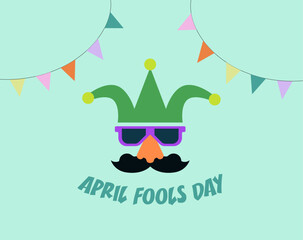 Comical glasses and moustache for april fools day illustration
