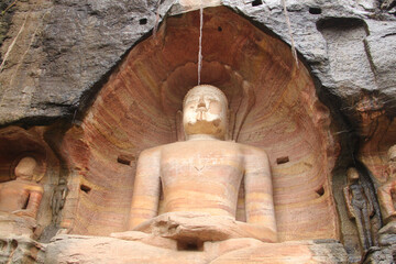 Sacred sculptures carved into rock in Gwalior, India